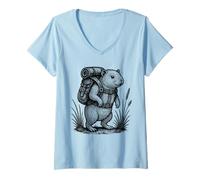 Womens Hiking Guinea Pig Backpacking Nature Roten Animal Lover V-Neck T-Shirt