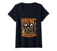 Womens Hiking is Man's Best Cure for Nature Loving Men V-Neck T-Shirt