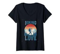 Womens Hiking Love Nature Wanderer Design V-Neck T-Shirt
