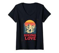 Womens Hiking Love Nature Wanderer Design V-Neck T-Shirt