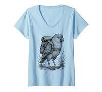 Womens Hiking Lovebird Backpacking Nature Wildlife Bird Lover V-Neck T-Shirt