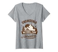 Womens Hiking Retro Snowdonia National Park Parc Cenedlaethol Eryri V-Neck T-Shirt
