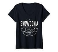 Womens Hiking Retro Snowdonia National Park Parc Cenedlaethol Eryri V-Neck T-Shirt