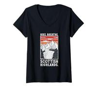 Womens Hiking - Scottish Highlands V-Neck T-Shirt