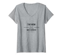 Women's Hiking - The View was Earned - Backpacking V-Neck T-Shirt