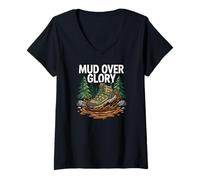 Women's Hiking Trail Trekking Mud Over Glory Boot V-Neck T-Shirt