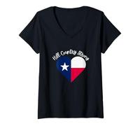 Womens Hill Country Strong- Texas- Heart V-Neck T-Shirt