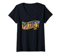 Women's Hill's Angels Tropical Beach Text V-Neck T-Shirt