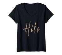 Womens Hilo Hawaii Vintage Elegant Design V-Neck T-Shirt