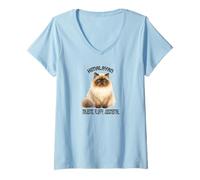 Womens Himalayan Cat Majestic Fluffy Judgmental Pet Quote V-Neck T-Shirt