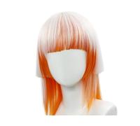 Women's Hime Cut Colorful Wigs Kawaii BoBo Lolita Cosplay Wig with Bangs Natural Irregular Layered Synthetic Hair for Halloween Party (Orange-White)