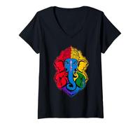 Womens Hindu Ganesha Puja Elephant God India Meditation Yoga Murti V-Neck T-Shirt