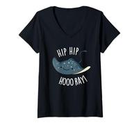 Women's Hip Hip Hoo-ray Funny Stingray Pun V-Neck T-Shirt