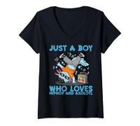 Womens Hip-Hop And R&B Music Dance Just A Boy Who Loves Axolotl V-Neck T-Shirt