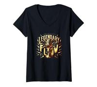 Womens Hip-hop Legendary Flow Rapper Microphone Graphic Tee V-Neck T-Shirt