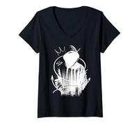 Womens Hip Hop Ninja Shadow Warrior Hooded Face Rapper Streetwear V-Neck T-Shirt