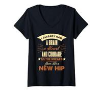 Women's Hip Replacement Surgery New Hip Courage Recovery Get Well V-Neck T-Shirt