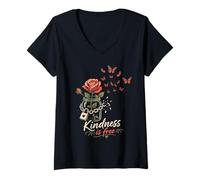 Women's Hippie Kindness is Free Rose Gardener Funny Roses V-Neck T-Shirt