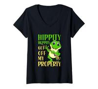 Womens Hippity Hoppity Get Off My Property Funny Frog V-Neck T-Shirt