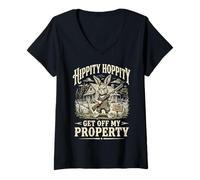 Women's Hippity Hoppity Get Off My Property Rabbit V-Neck T-Shirt