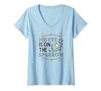 Women's His Eye is on The Sparrow Vintage V-Neck T-Shirt