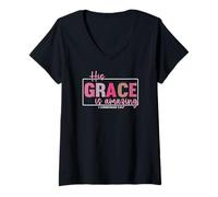 Womens His Grace is Amazing - 2 Corinthians 9:8 V-Neck T-Shirt