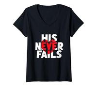 Womens HIS Heart Never Fails God's Eternal Faithfulness V-Neck T-Shirt