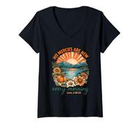 Womens His Mercies are New Every Morning Lam. 3 22-23 V-Neck T-Shirt