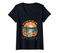 Womens His Mercies are New Every Morning Lam 3 22-23 V-Neck T-Shirt