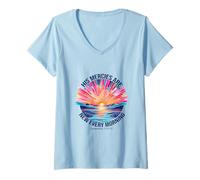 Women's His Mercies are New Every Morning Scripture Sunrise V-Neck T-Shirt