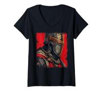 Womens Historical Knights Templar Christian Crusade Warrior V-Neck T-Shirt