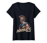 Womens Historical Warrior Gladiator Spartan Greek Roman Vintage V-Neck T-Shirt
