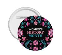 Women's History Month Pins Round Brooch Button Badge Stickers Sign Metal Pin