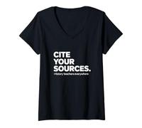 Women's History Teacher Cite Your Sources V-Neck T-Shirt