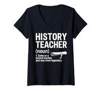Womens History Teacher End Of Year Teacher History Class Humor V-Neck T-Shirt