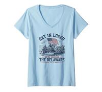 Women's History Teacher Get in Loser We're Crossing the Delaware V-Neck T-Shirt