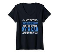 Womens Hit By A Car And Survived Accident Recovery Car Accident V-Neck T-Shirt