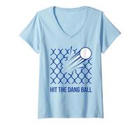Women's Hit The Dang Ball Baseball Break Through Barriers V-Neck T-Shirt