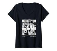 Womens Hits Like A Girl Karate Power Message V-Neck T-Shirt