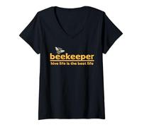 Womens Hive Life is The Best Life Cute Beekeeper and Honeybee V-Neck T-Shirt