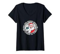 Womens Ho Ho Holy Shit What a Year Funny Christmas Santa V-Neck T-Shirt