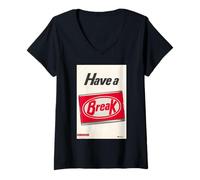 Womens HOAT Rowntrees Kit Kat Break Time British Classic Advert V-Neck T-Shirt