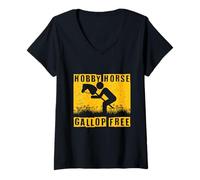 Womens Hobby Horsing Hobby Horse Gallop Free V-Neck T-Shirt