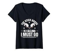Womens Hobby Horsing - The Stick Horse Is Calling - I Must Go V-Neck T-Shirt