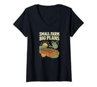 Women's Hobby Small Farm Big Plans Homesteading Garden V-Neck T-Shirt