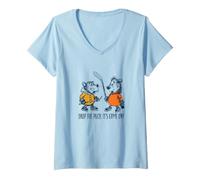 Women's Hockey Drop the Puck, It's Game on! V-Neck T-Shirt