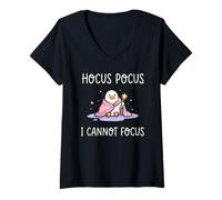 Women's Hocus Pocus I Cannot Focus Shirt Funny ADHD Humor V-Neck T-Shirt