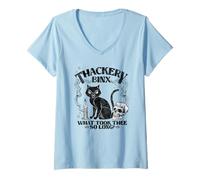 Womens Hocus Pocus Thackery Binx V-Neck T-Shirt