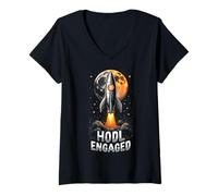 Womens HODL Bitcoin to The Moon V-Neck T-Shirt