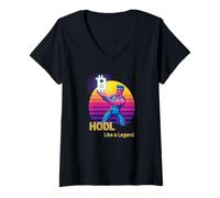 Womens HODL Like a Legend Strong Mindset Wealth Freedom Bitcoin V-Neck T-Shirt